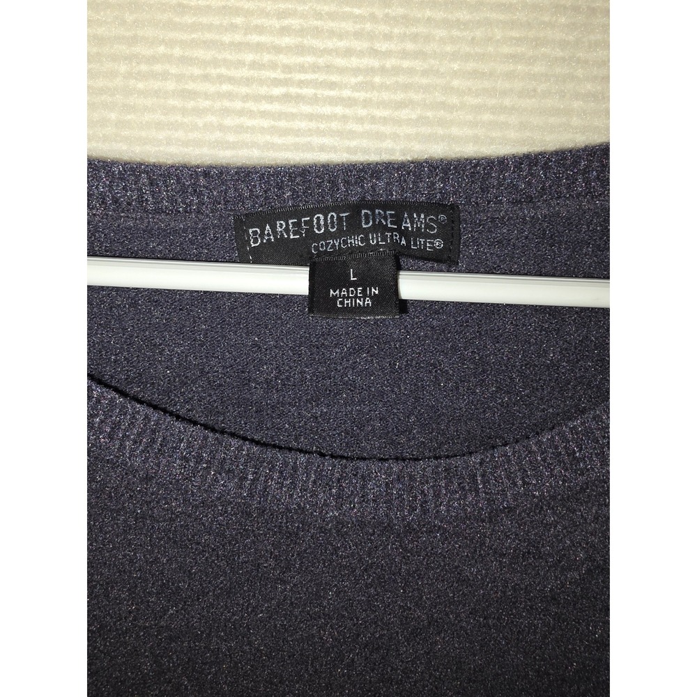 Barefoot Dreams CozyChic Ultra Lite Drawstring Pullover Sweater Gray Large - Picture 3 of 4